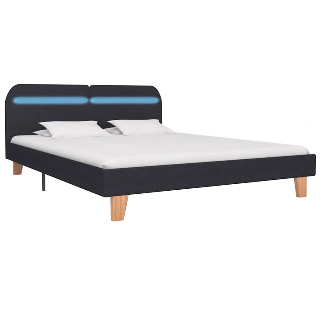 vidaXL Cadru de pat cu LED fără saltea țesătură gri închis 150x200 cm