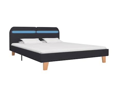 vidaXL Bed Frame with LED without Mattress Dark Grey Fabric 150x200 cm King Size
