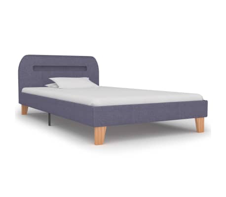 vidaXL Bed Frame with LED Light Grey Fabric 90x190 cm 3FT Single