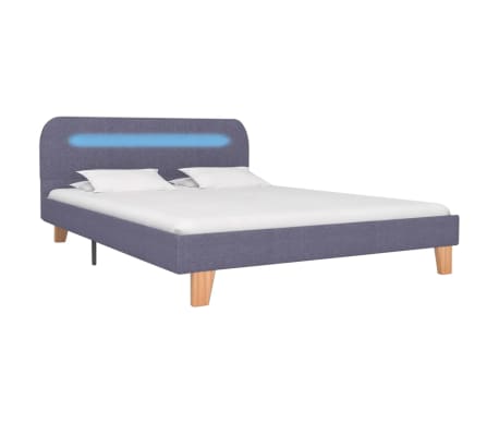 vidaXL Bed Frame with LED Light Grey Fabric 135x190 cm Double