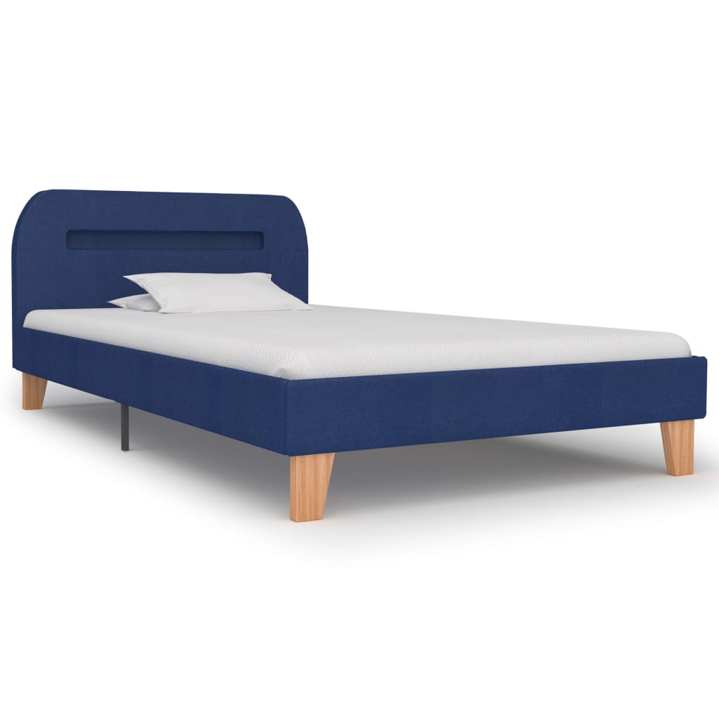 vidaXL Bed Frame with LED Blue Fabric 90x190 cm 3FT Single