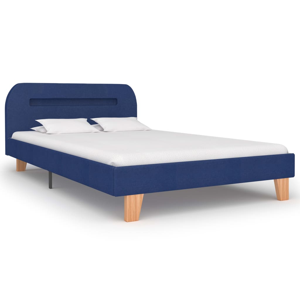 vidaXL Bed Frame with LED Blue Fabric 120x190 cm 4FT Small Double