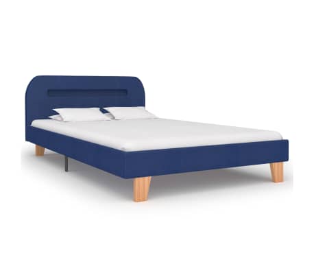 vidaXL Bed Frame with LED Blue Fabric 120x190 cm 4FT Small Double