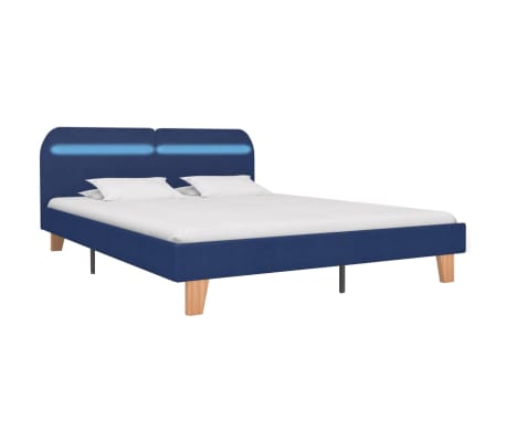 vidaXL Bed Frame with LED Blue Fabric 150x200 cm King Size