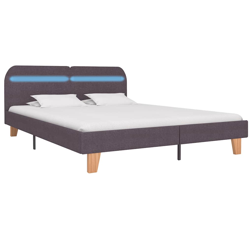 vidaXL Bedframe met LED zonder matras stof taupe 150x200 cm afbeelding