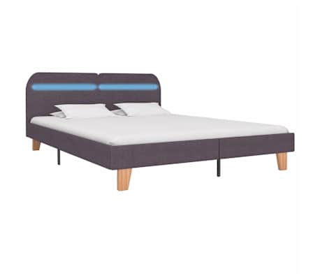 vidaXL Sengeramme med LED uten Madrass Taupe Stoff 150x200 cm