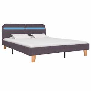 vidaXL Sengeramme med LED uten Madrass Taupe Stoff 150x200 cm