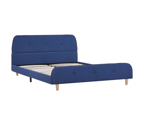 vidaXL ベッドフレーム ブルー 布製 135x190cm