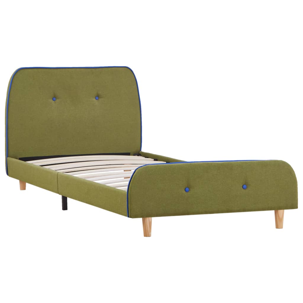 vidaXL Bed Frame Green Fabric 90x190 cm 3FT Single