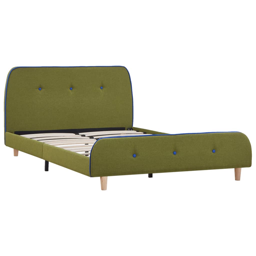 vidaXL Bed Frame Green Fabric 120x190 cm 4FT Small Double