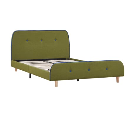 vidaXL Bed Frame Green Fabric 120x190 cm 4FT Small Double
