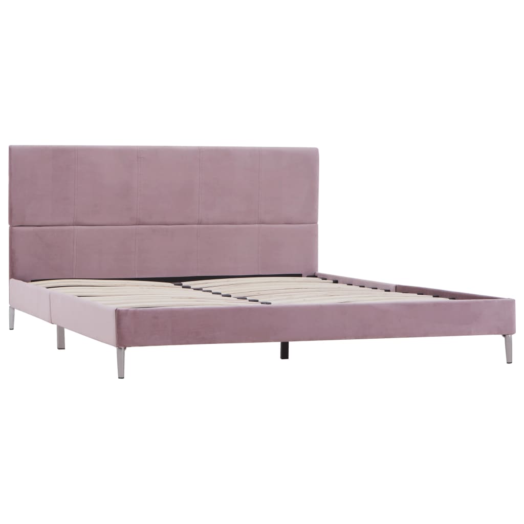 vidaXL Bed Frame Pink Fabric 135x190 cm Double