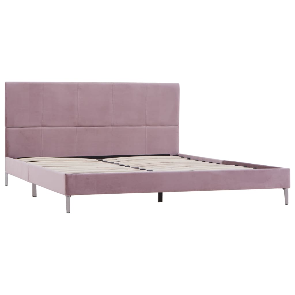 vidaXL Bed Frame Pink Fabric 150x200 cm King Size