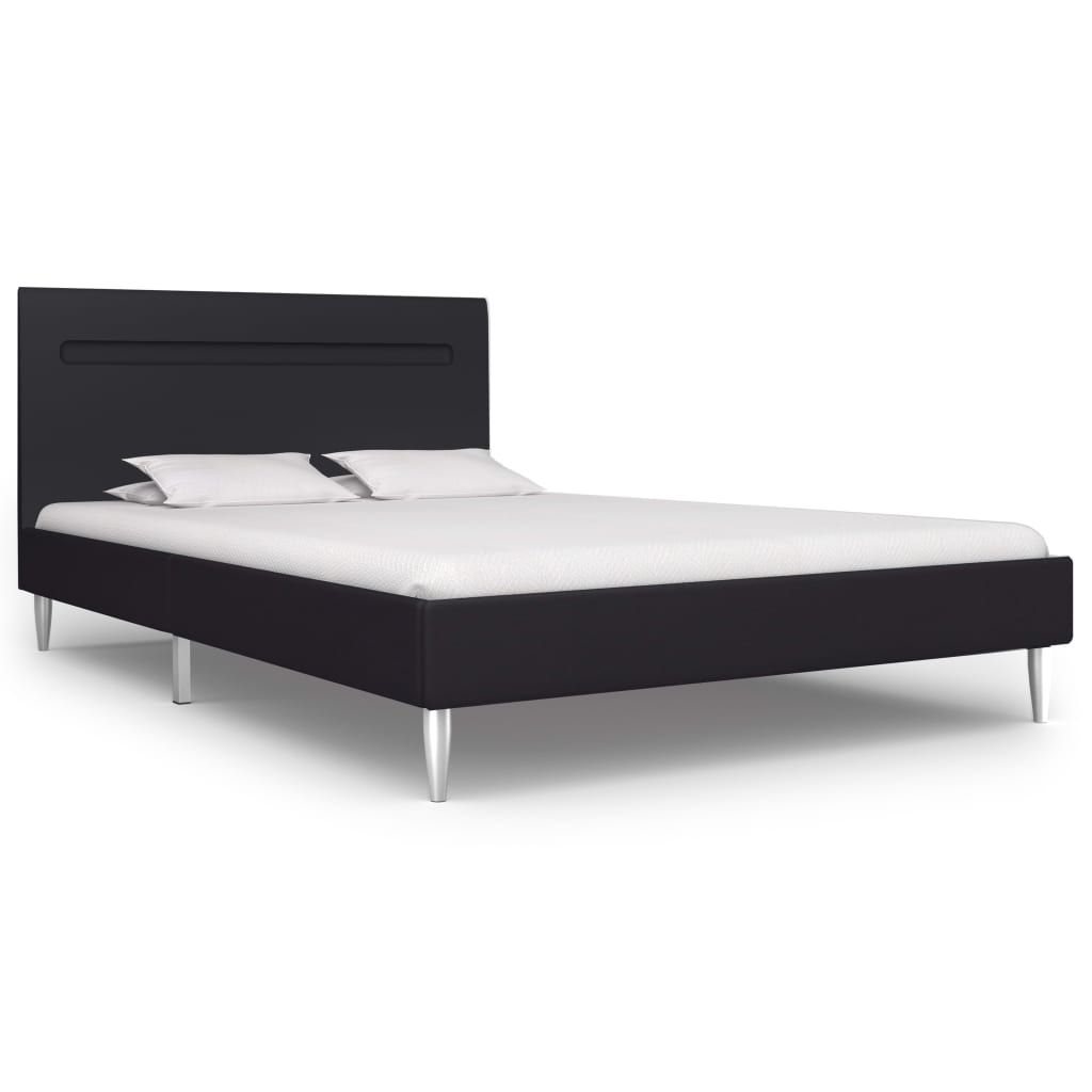 vidaXL Bed Frame with LED Black Fabric 120x190 cm 4FT Small Double
