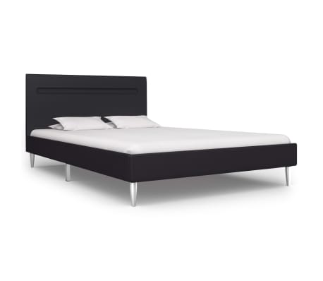 vidaXL Bed Frame with LED Black Fabric 120x190 cm 4FT Small Double