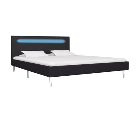 vidaXL Bed Frame with LED Black Fabric 135x190 cm Double