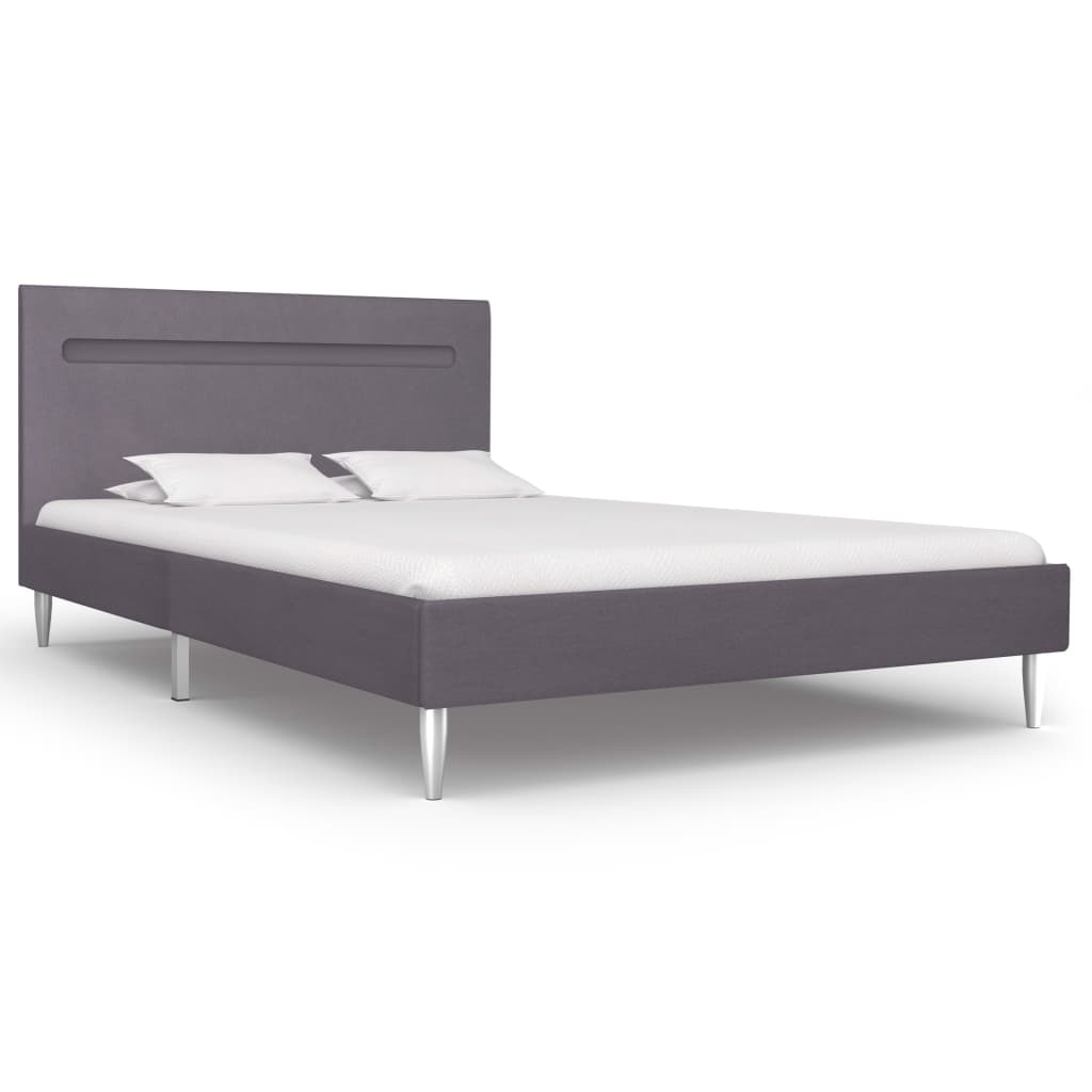 vidaXL Bed Frame with LED Grey Fabric 120x190 cm 4FT Small Double