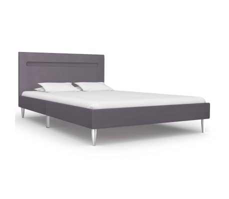 vidaXL Bed Frame with LED Grey Fabric 120x190 cm 4FT Small Double