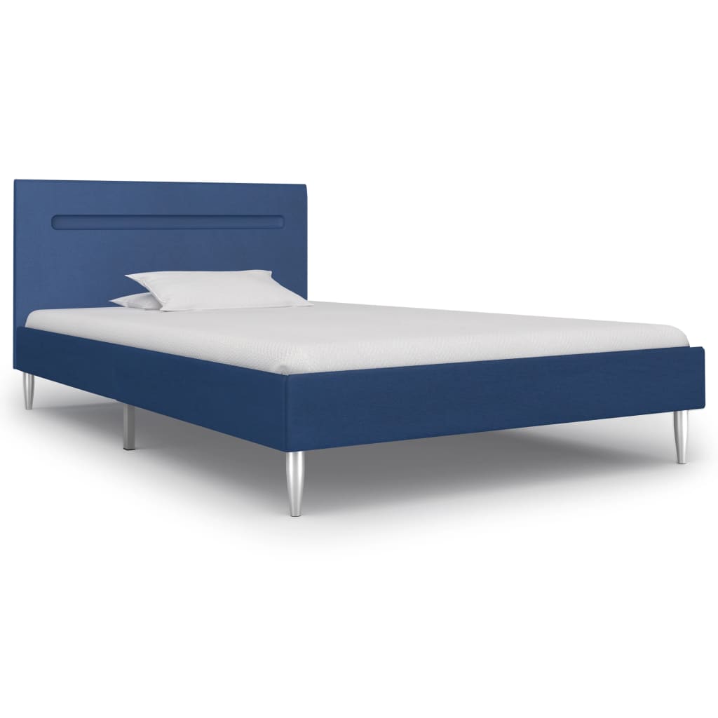 vidaXL Bed Frame with LED Blue Fabric 90x190 cm 3FT Single