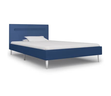 vidaXL Bed Frame with LED Blue Fabric 90x190 cm 3FT Single