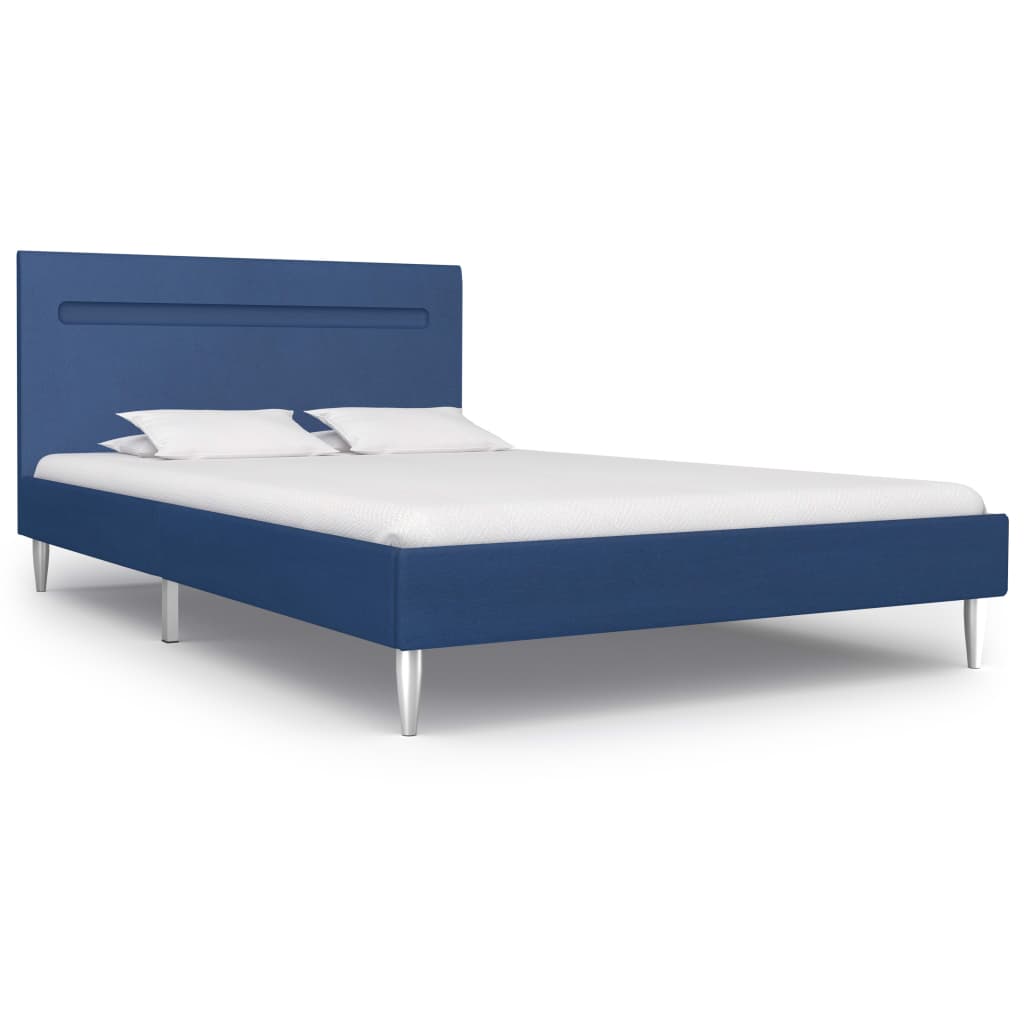 vidaXL Bed Frame with LED Blue Fabric 120x190 cm 4FT Small Double