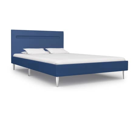 vidaXL Bed Frame with LED Blue Fabric 120x190 cm 4FT Small Double