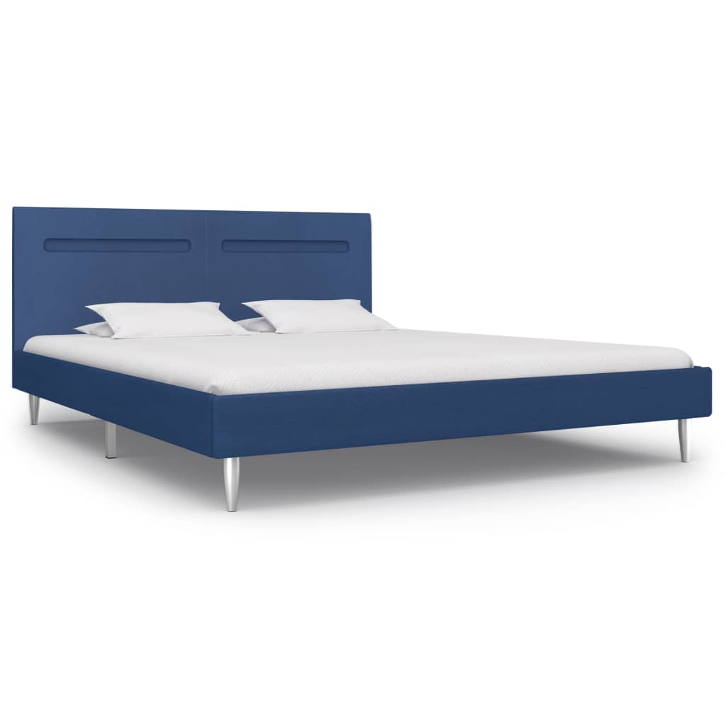 vidaXL Bed Frame with LED Blue Fabric 180x200 cm 6FT Super King