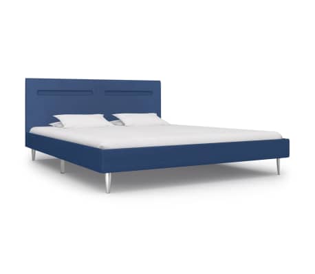 vidaXL Bed Frame with LED Blue Fabric 180x200 cm 6FT Super King