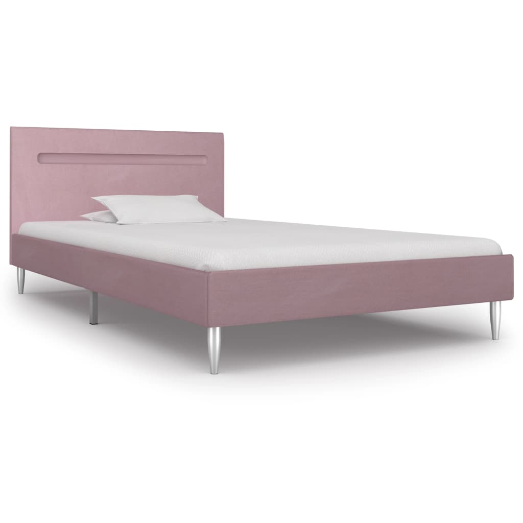 vidaXL Bed Frame with LED Pink Fabric 90x190 cm 3FT Single
