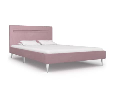 vidaXL Bed Frame with LED Pink Fabric 120x190 cm 4FT Small Double