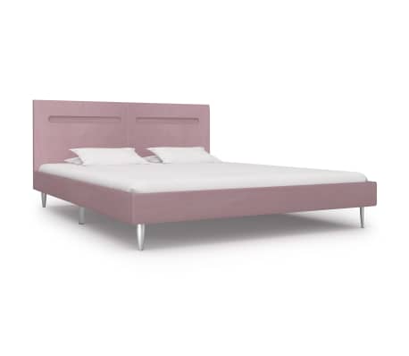 vidaXL Bed Frame with LED Pink Fabric 180x200 cm 6FT Super King