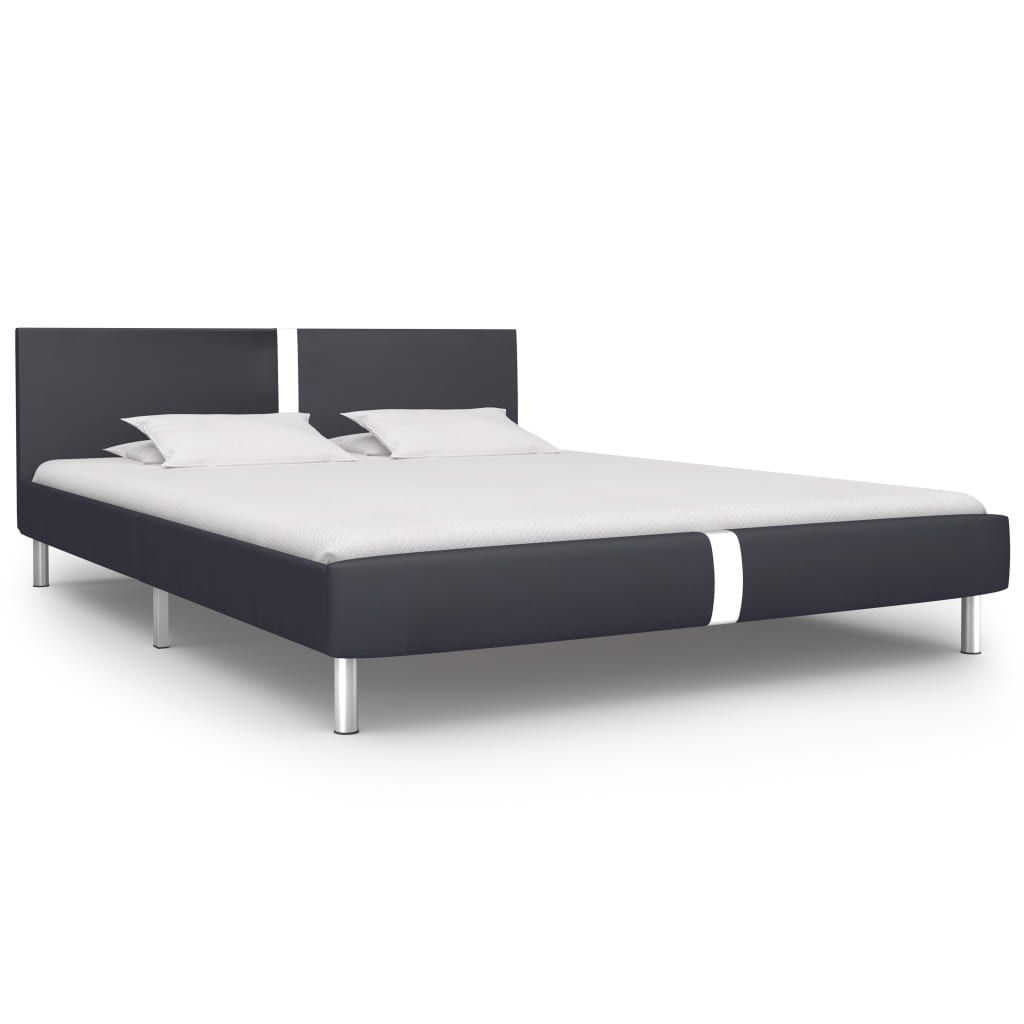 Bed Frame Black Faux Leather Double