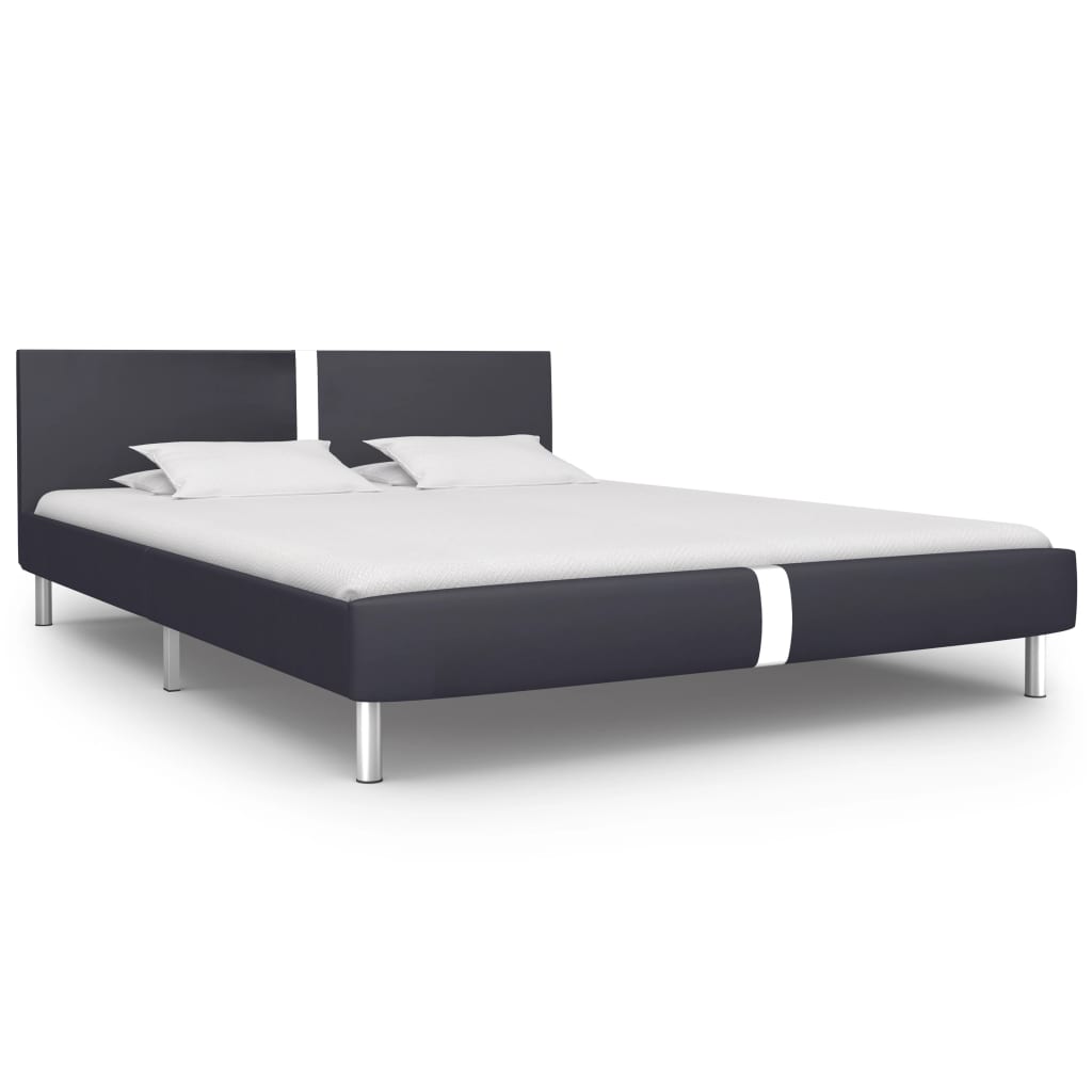 Bed Frame Black Faux Leather Queen