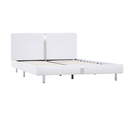 vidaXL Bed Frame White Faux Leather King Size