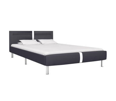 vidaXL Bed Frame with LED Black Faux Leather King Single Size
