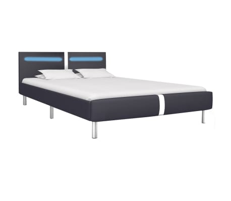 vidaXL Bed Frame with LED Black Faux Leather Double Size