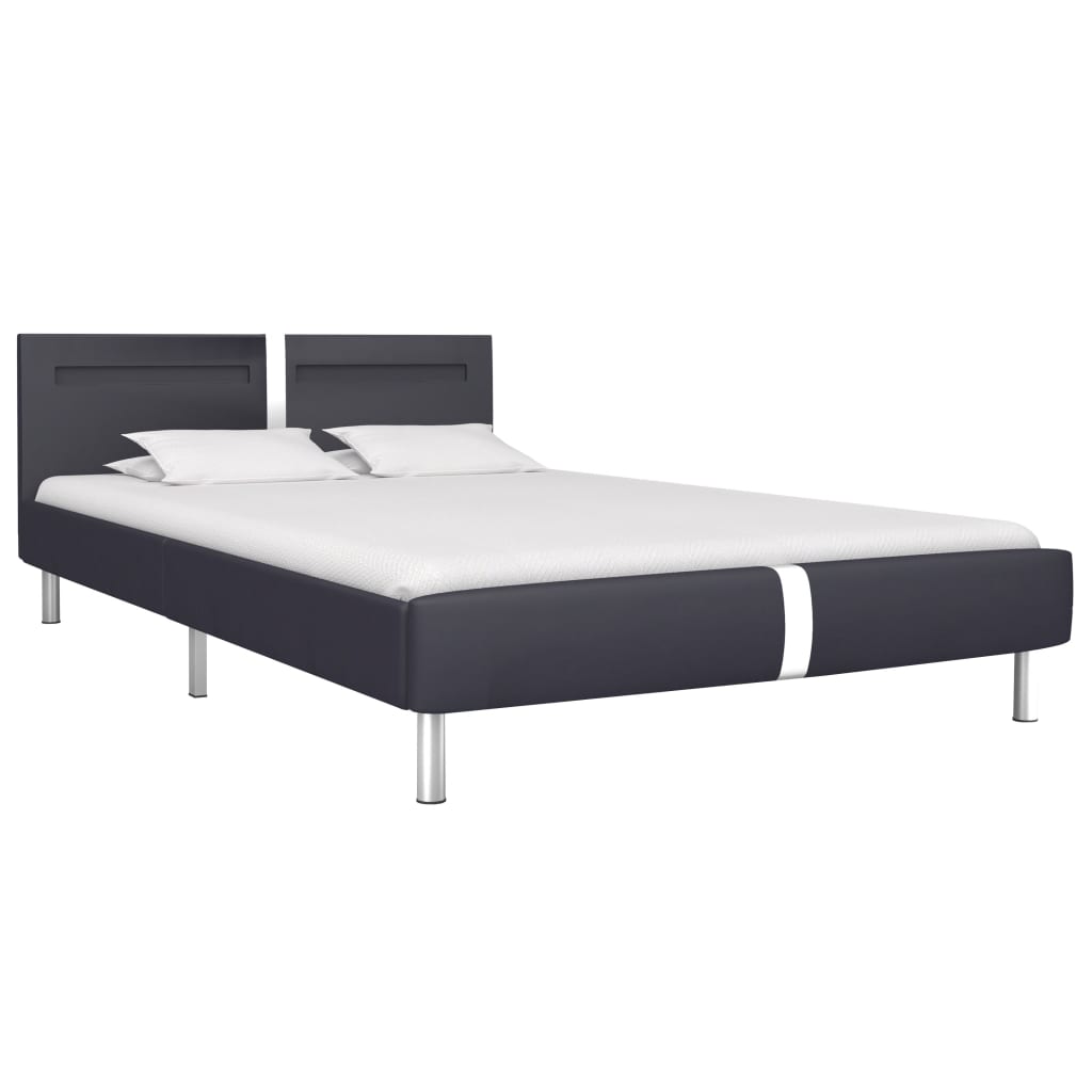 vidaXL Bed Frame with LED Black Faux Leather King Size