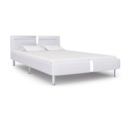 vidaXL Bed Frame with LED White Faux Leather Queen Size