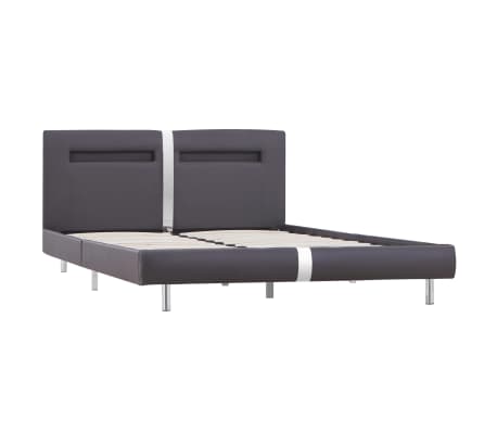 vidaXL Bed Frame with LED Grey Faux Leather Queen Size