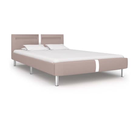 vidaXL Bed Frame with LED Cappuccino Faux Leather King Single Size