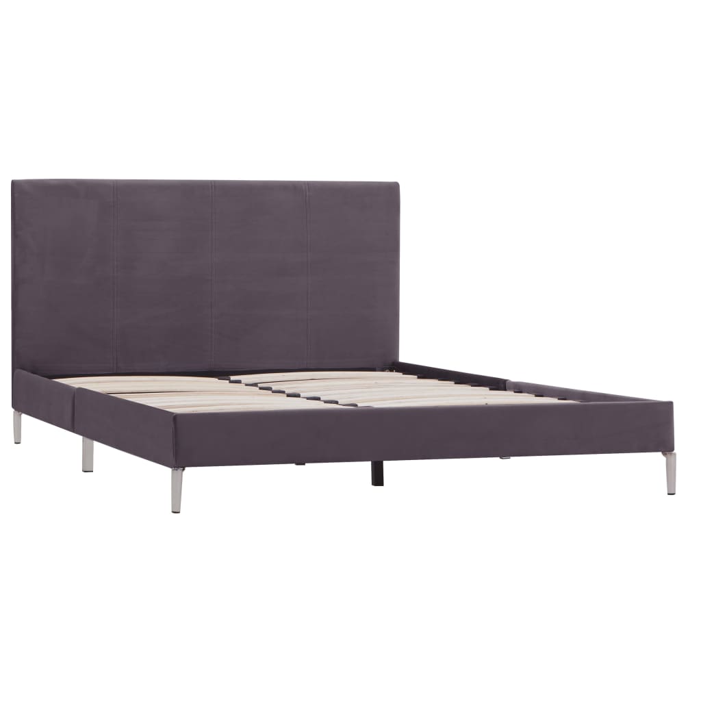 vidaXL Bed Frame Grey Fabric Double Size