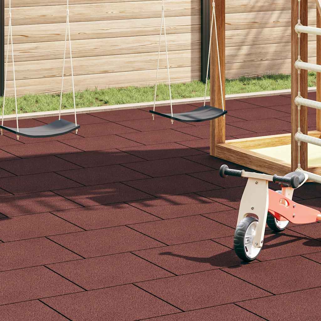 vidaXL Fallunderlag fliser 12 stk gummi 50x50x3 cm rød