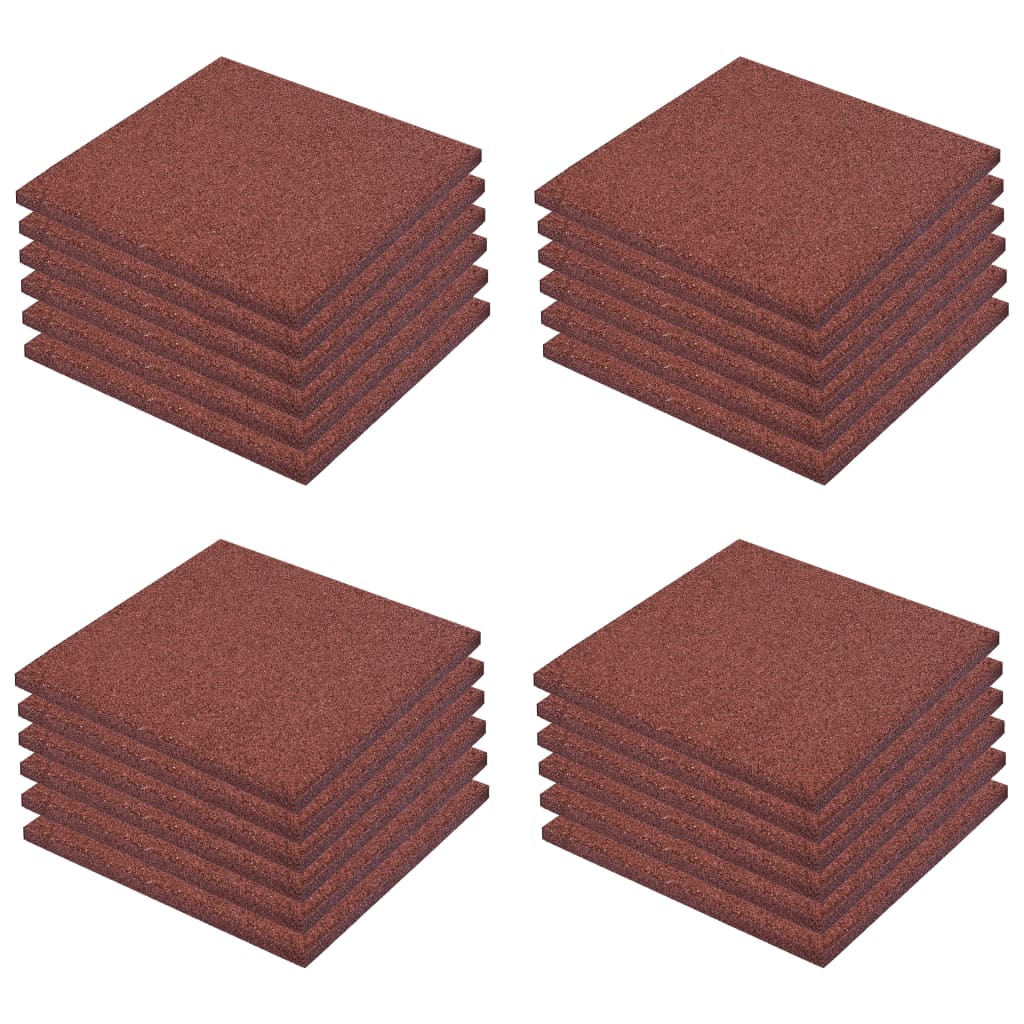 vidaXL Valtegels 24 st 50x50x3 cm rubber rood