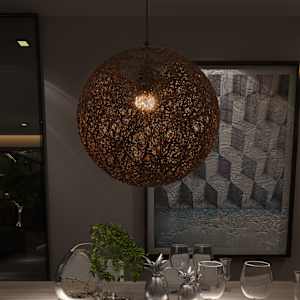 vidaXL Pakabinamas &scaron;viestuvas, rudos sp., sferinis, 35cm, E27 lemp.