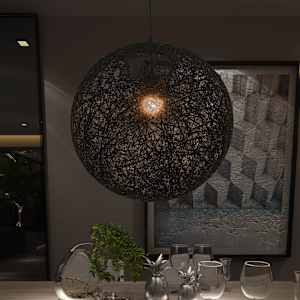 vidaXL Pakabinamas &scaron;viestuvas, juodos sp., sferinis, 45cm, E27 lemp.