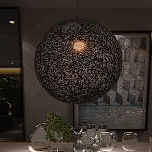 vidaXL Pakabinamas &scaron;viestuvas, juodos sp., sferinis, 55cm, E27 lemp.