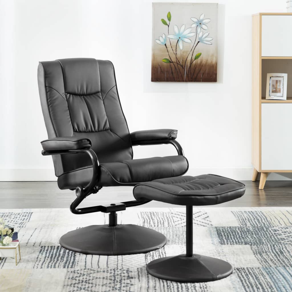 Fauteuil TV avec repose-pied Gris Similicuir