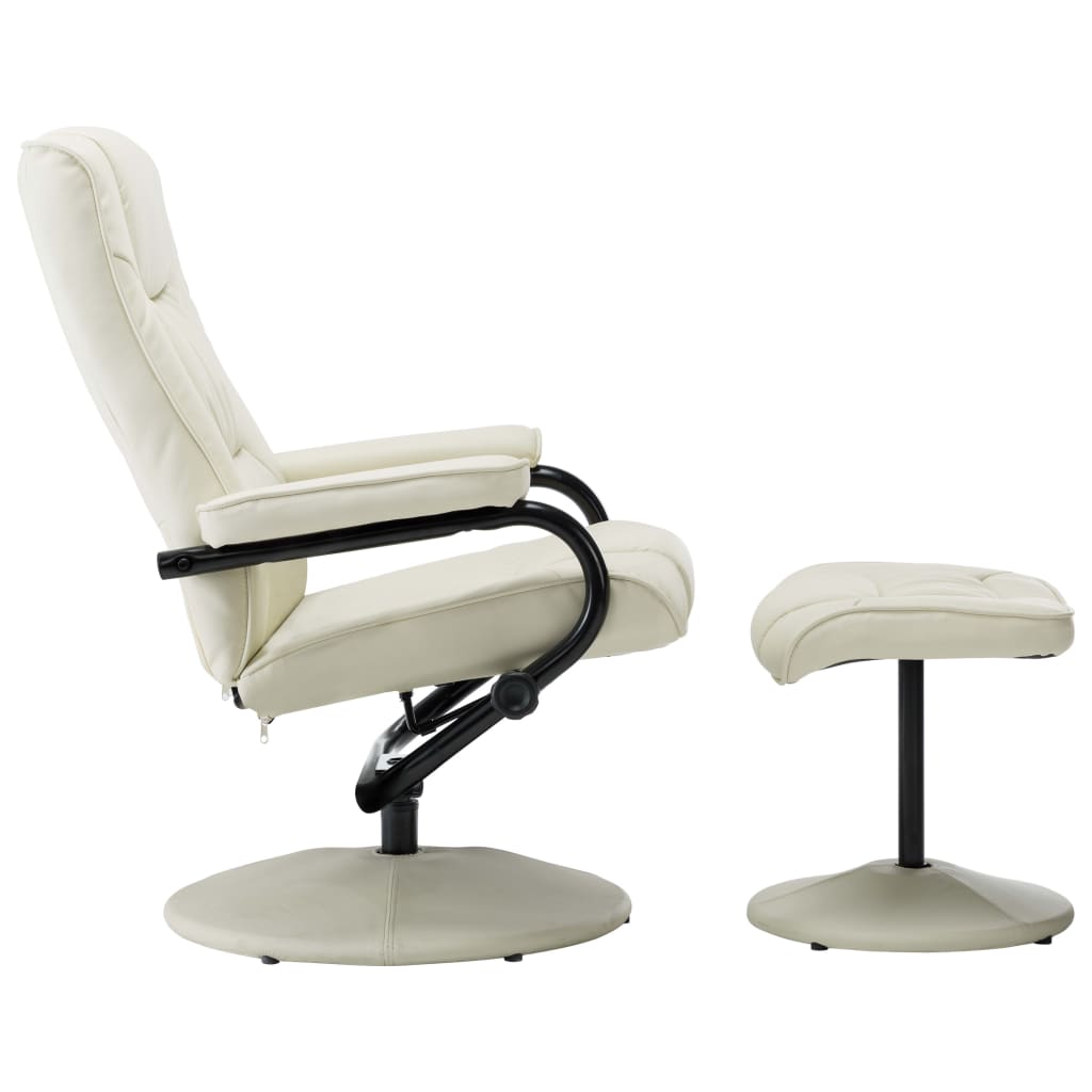 vidaXL Fauteuil TV avec repose-pied Crème Similicuir