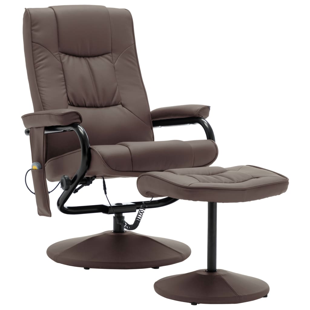 

vidaXL Massage Chair with Foot Stool Brown Faux Leather