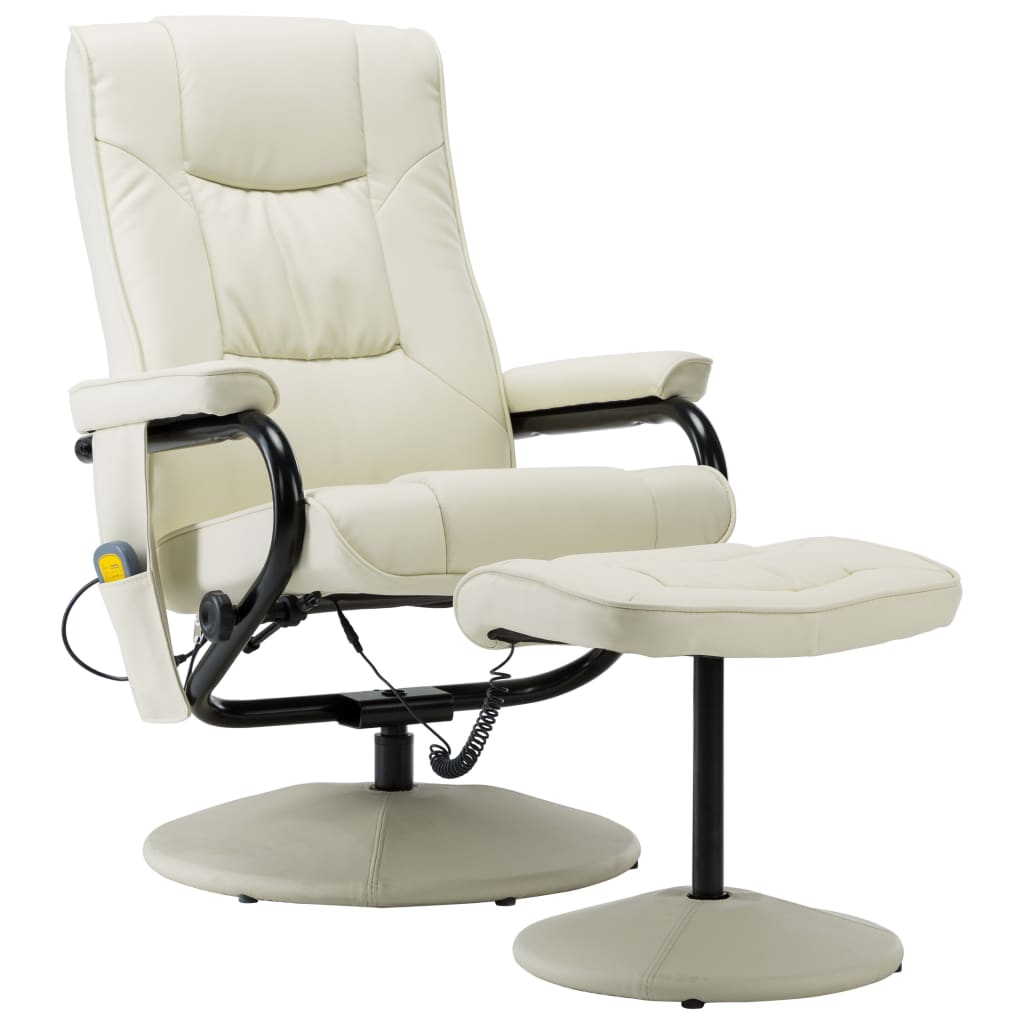 

vidaXL Massage Chair with Foot Stool Cream Faux Leather
